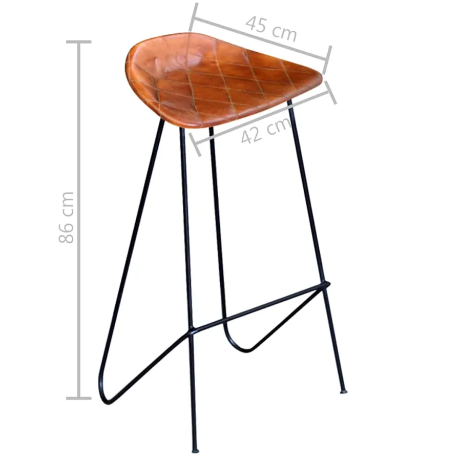 Chaises de bar lot de 4 marron cuir véritable - 5