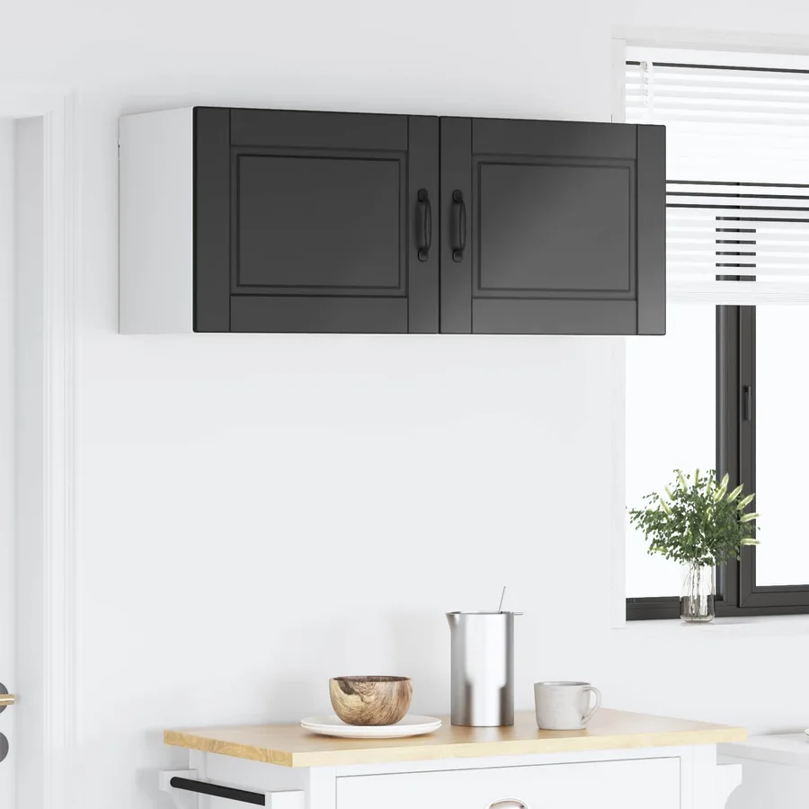 Meuble mural PORTO 2 pcs Noir 50 x 31 x 40 cm Bois d'ingénierie - 4