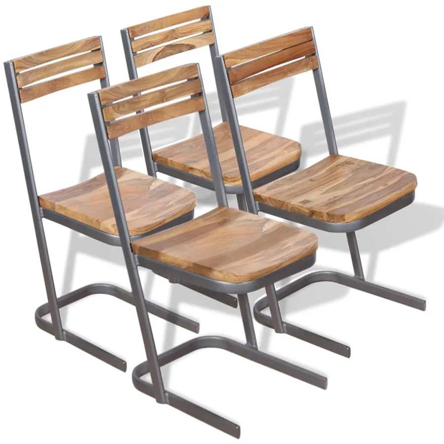Chaises à manger lot de 4 bois de teck massif