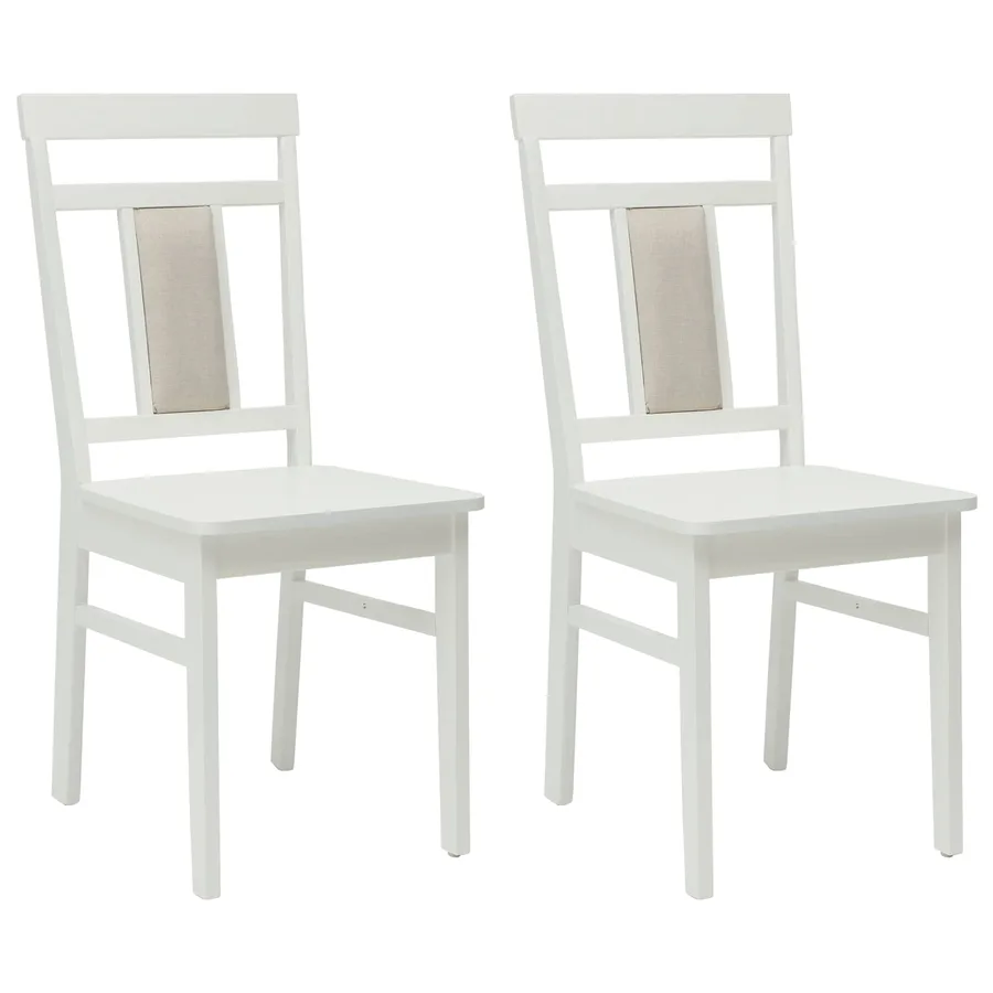 Chaise de salle à manger 2 pcs Blanc Bois de Caoutchouc Massif - 2