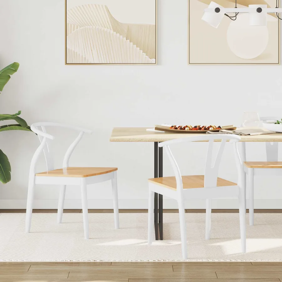 Chaise de salle à manger 2 pcs Blanc et Naturel