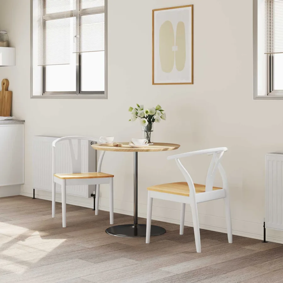 Chaise de salle à manger 2 pcs Blanc et Naturel - 3