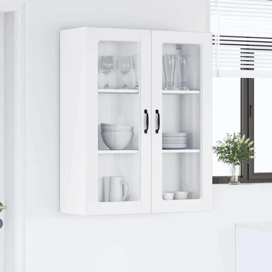 Cabinet en verre mural PORTO Blanc 80 x 31 x 100 cm - 4