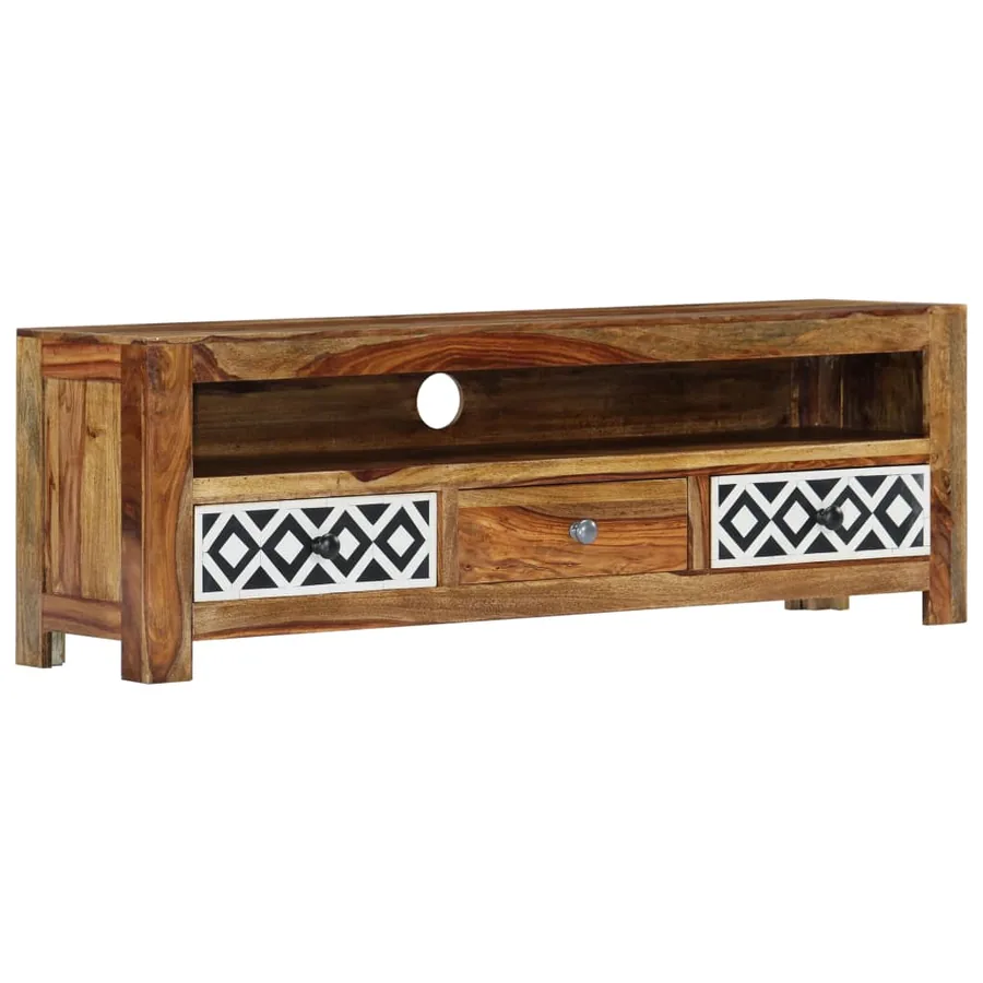 Meuble TV 120x30x40 cm Bois de Sesham solide - 11