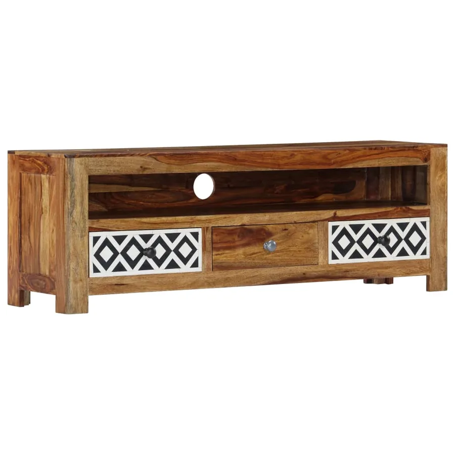 Meuble TV 120x30x40 cm Bois de Sesham solide - 13