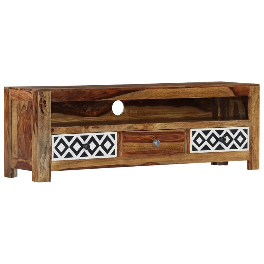 Meuble TV 120x30x40 cm Bois de Sesham solide - 14