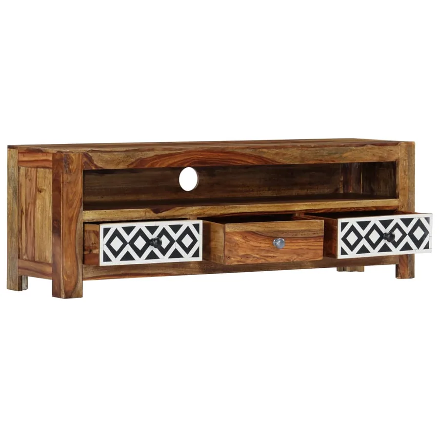 Meuble TV 120x30x40 cm Bois de Sesham solide - 5