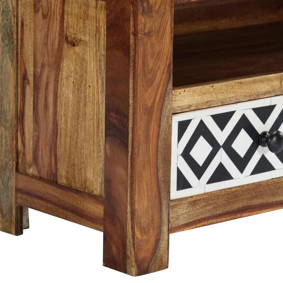 Meuble TV 120x30x40 cm Bois de Sesham solide - 9
