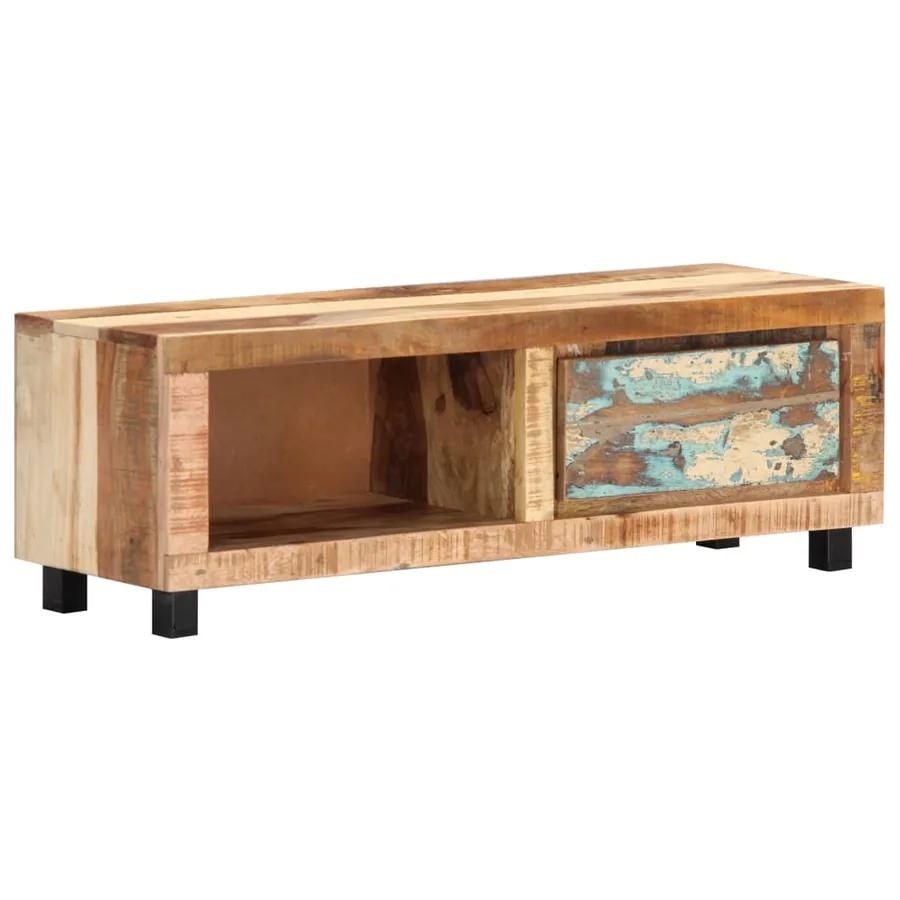 Meuble TV 100x30x33 cm Bois de récupération massif - 12