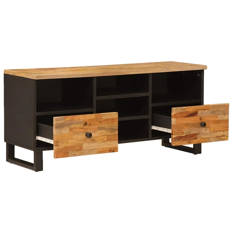 Meuble TV Corona Marron 100 x 33 x 46 cm Bois de mangue massif - 2