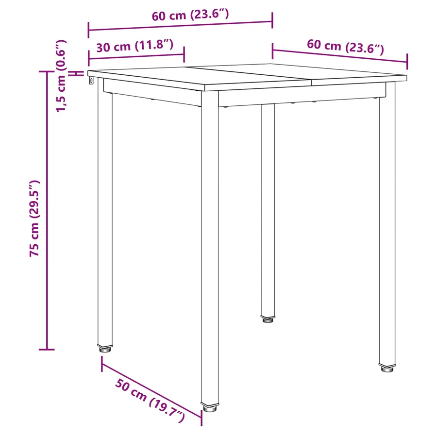 Table de salle à manger / Table de repas 60 x 60 x 75 cm MÉTAL - 8