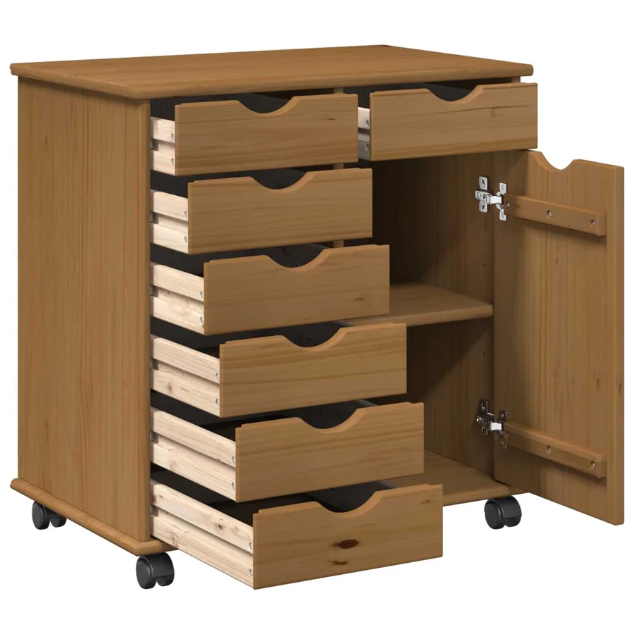 Cabinet roulant avec roue Marron miel 63,5 x 39 x 65,5 cm - 4