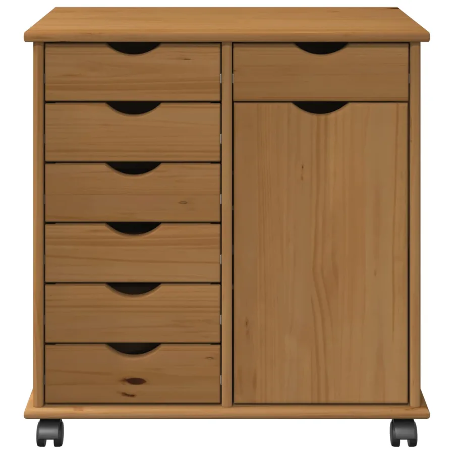 Cabinet roulant avec roue Marron miel 63,5 x 39 x 65,5 cm - 5