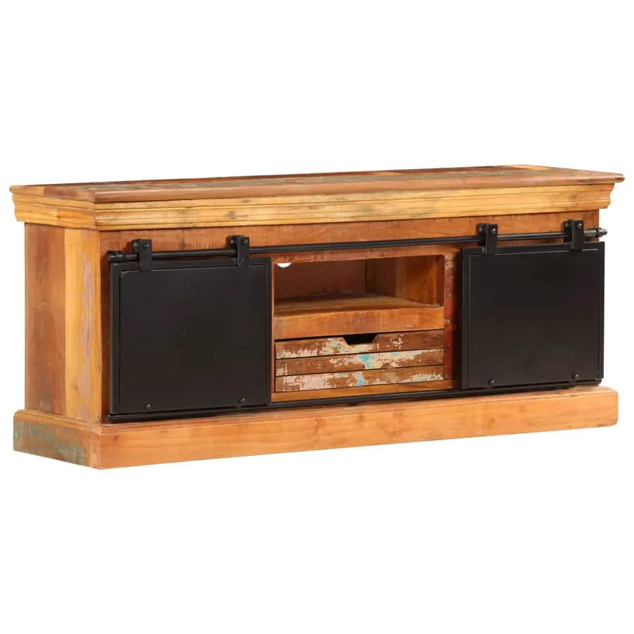 Meuble TV 110 x 30 x 45 cm Bois de récupération massif - 13
