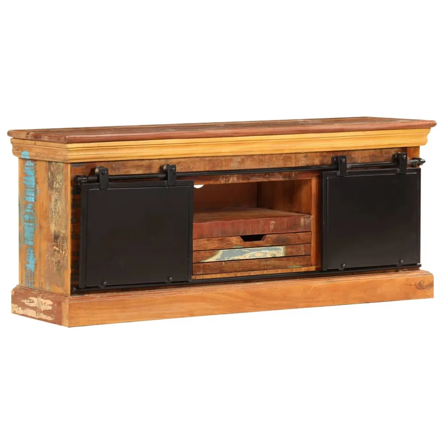 Meuble TV 110 x 30 x 45 cm Bois de récupération massif - 14