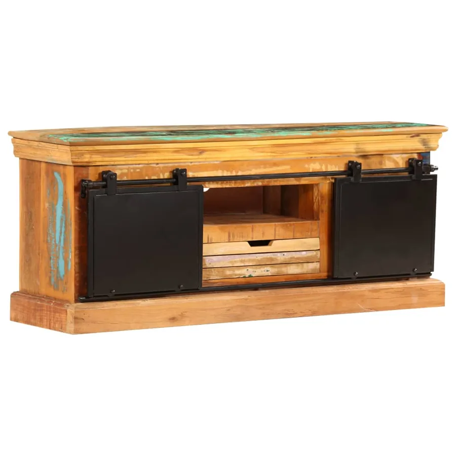 Meuble TV 110 x 30 x 45 cm Bois de récupération massif - 15