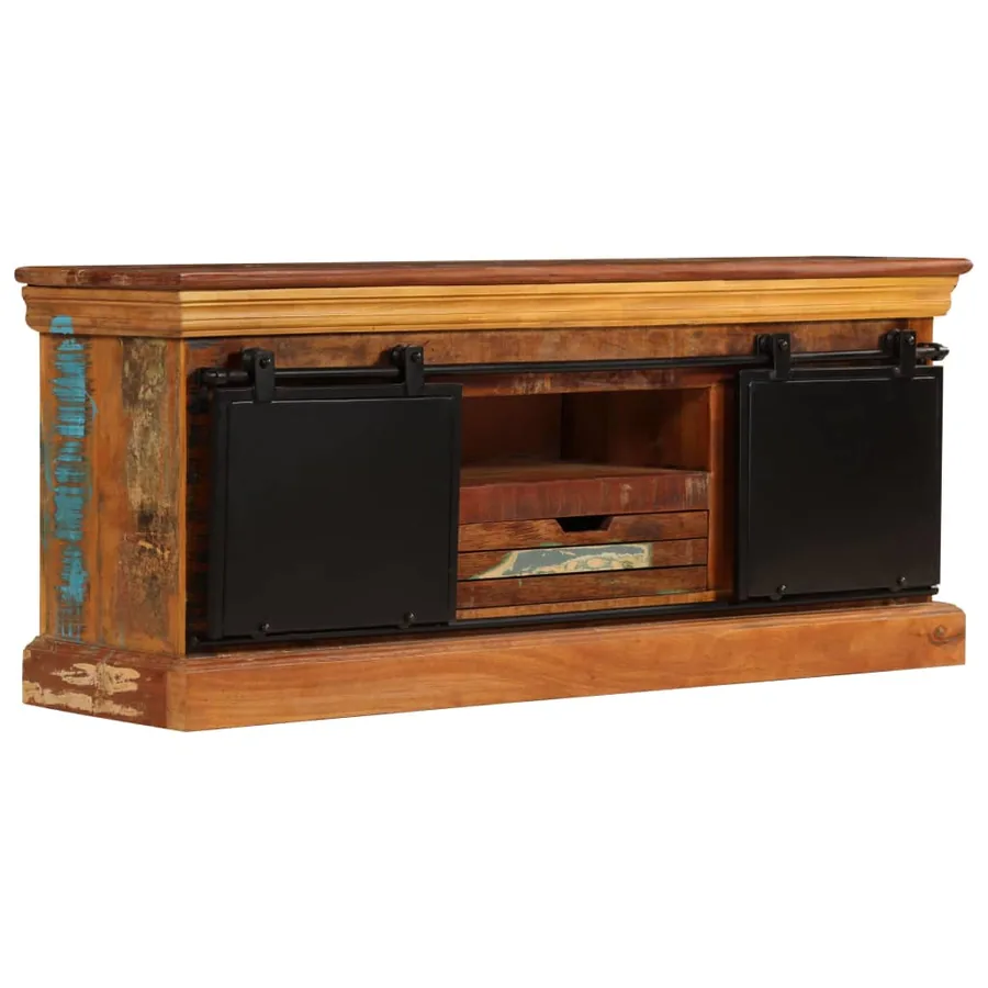Meuble TV 110 x 30 x 45 cm Bois de récupération massif - 16