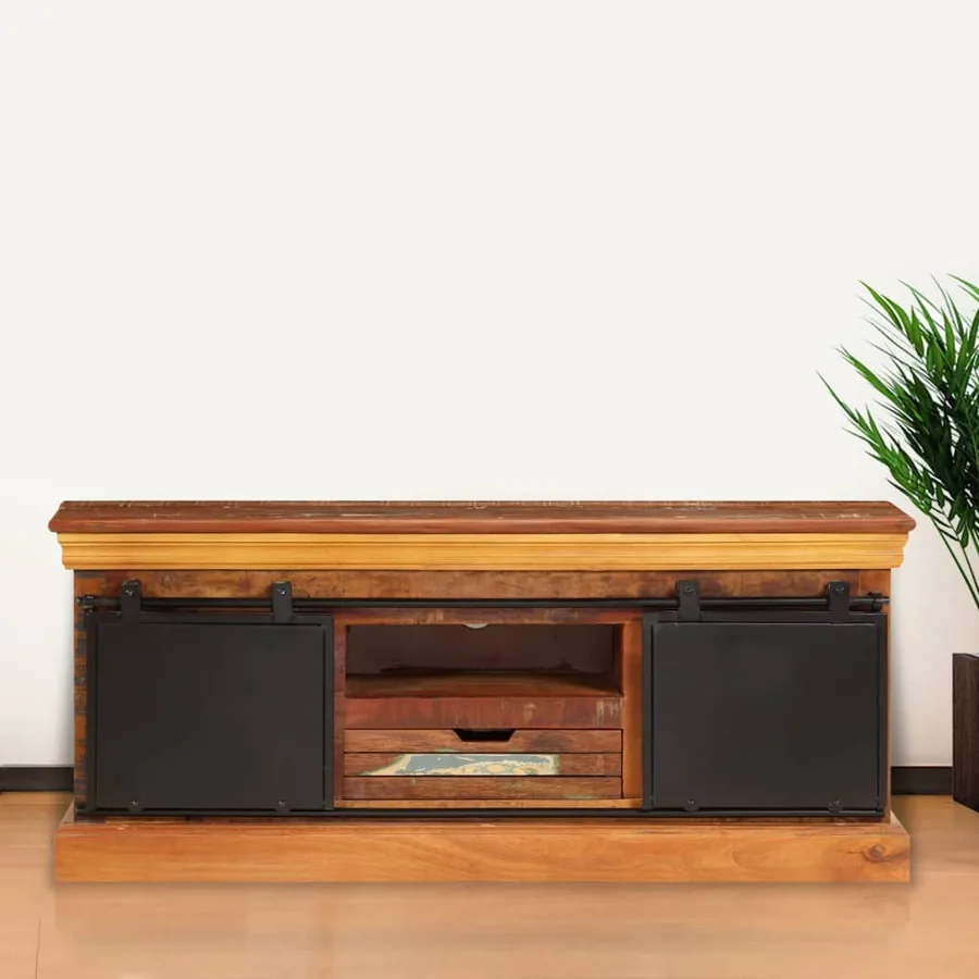 Meuble TV 110 x 30 x 45 cm Bois de récupération massif - 17