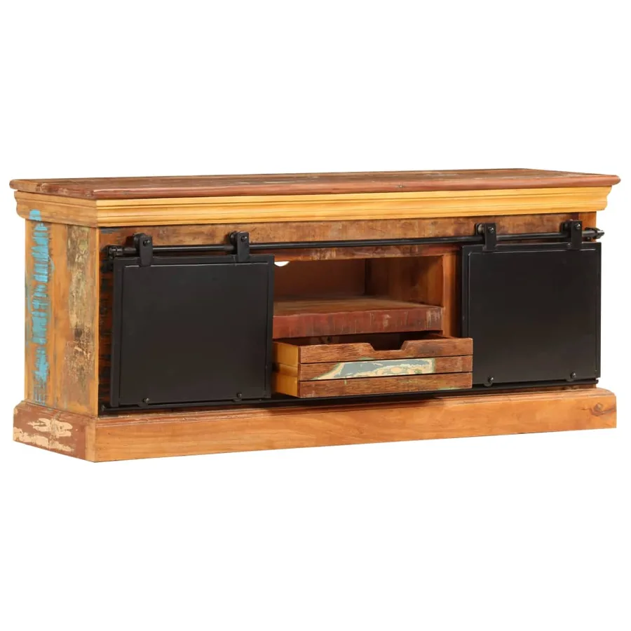 Meuble TV 110 x 30 x 45 cm Bois de récupération massif - 2