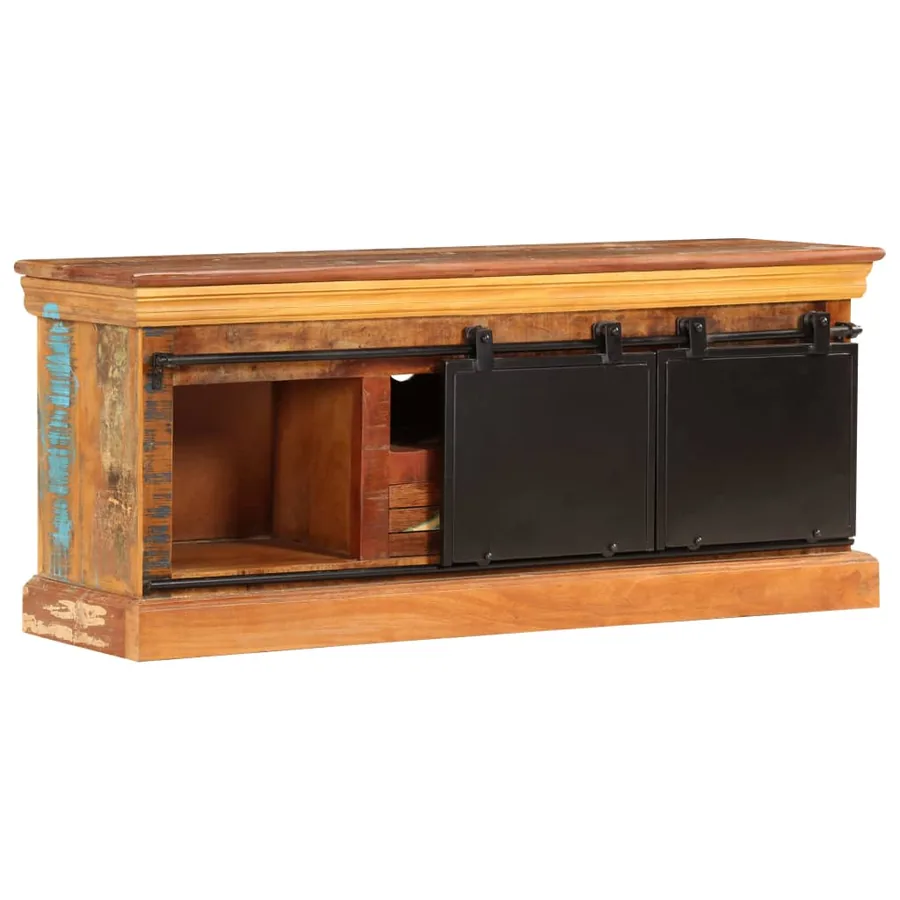 Meuble TV 110 x 30 x 45 cm Bois de récupération massif - 4