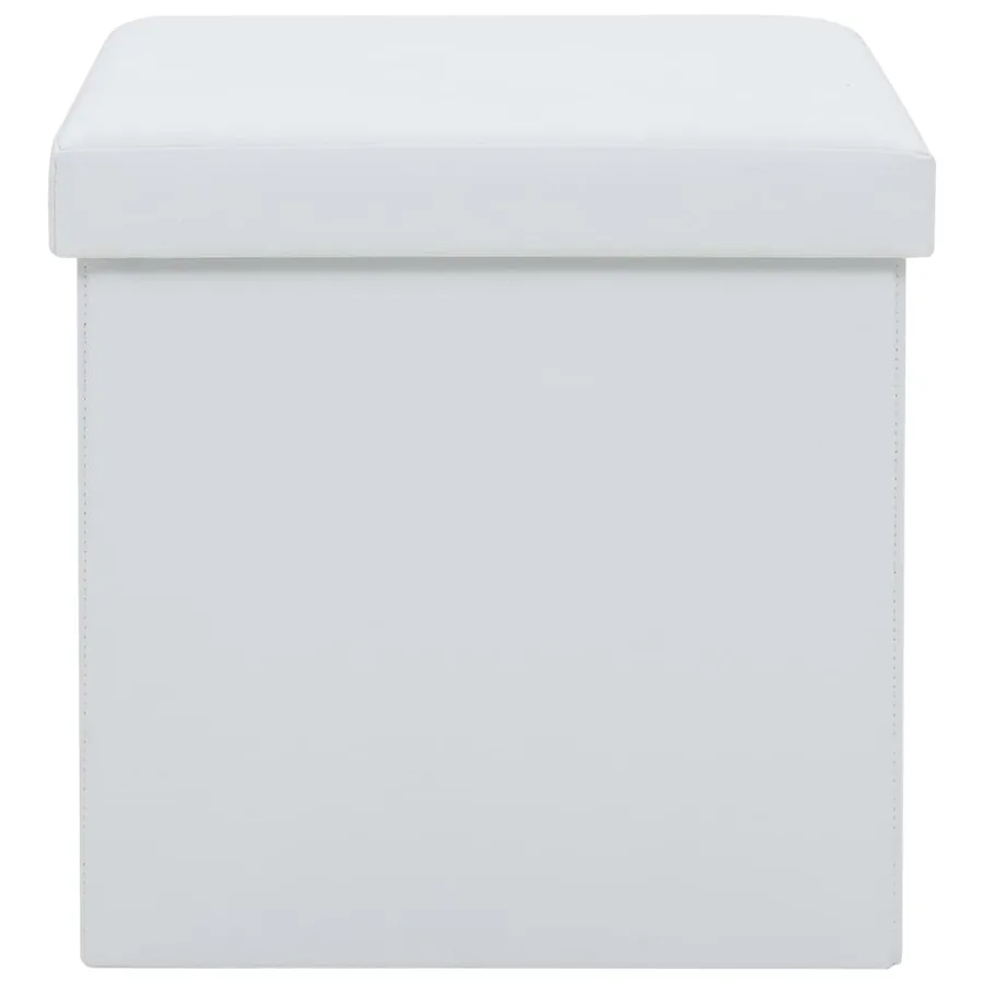 Tabourets de rangement pliables lot de 2 blanc similicuir - 5