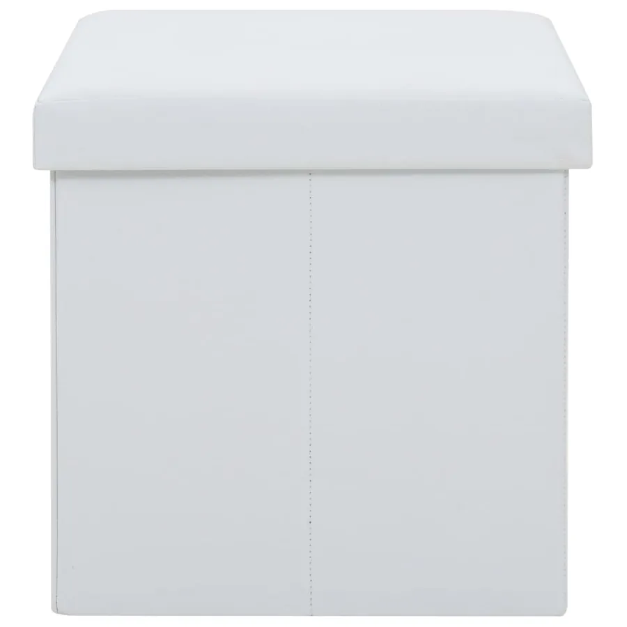 Tabourets de rangement pliables lot de 2 blanc similicuir - 6