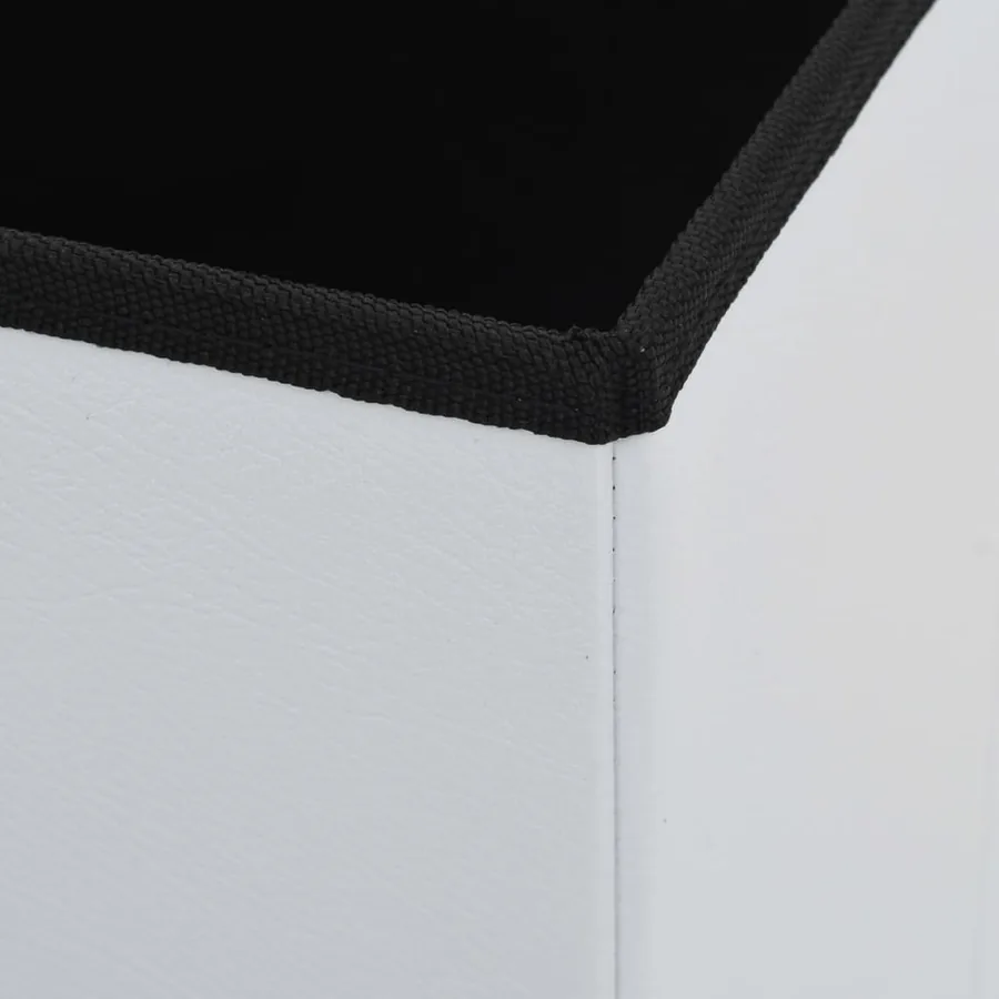 Tabourets de rangement pliables lot de 2 blanc similicuir - 8