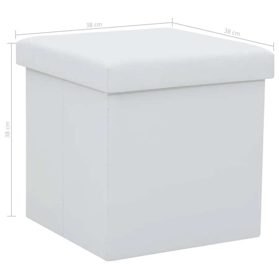 Tabourets de rangement pliables lot de 2 blanc similicuir - 9
