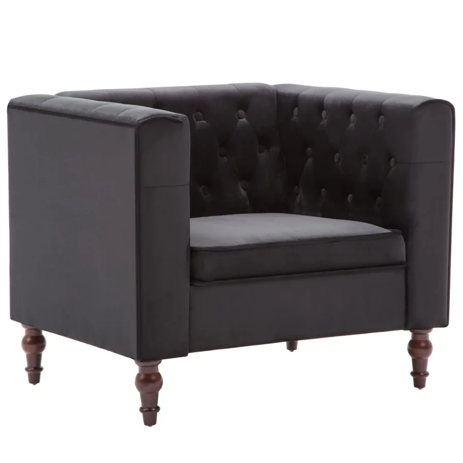 Fauteuil noir velours - 2
