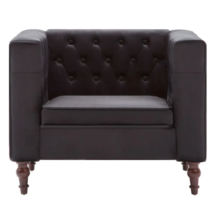 Fauteuil noir velours - 3