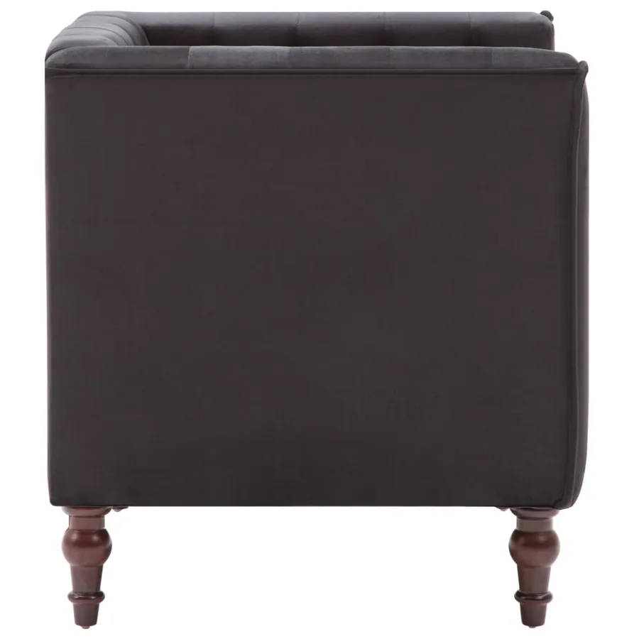 Fauteuil noir velours - 4
