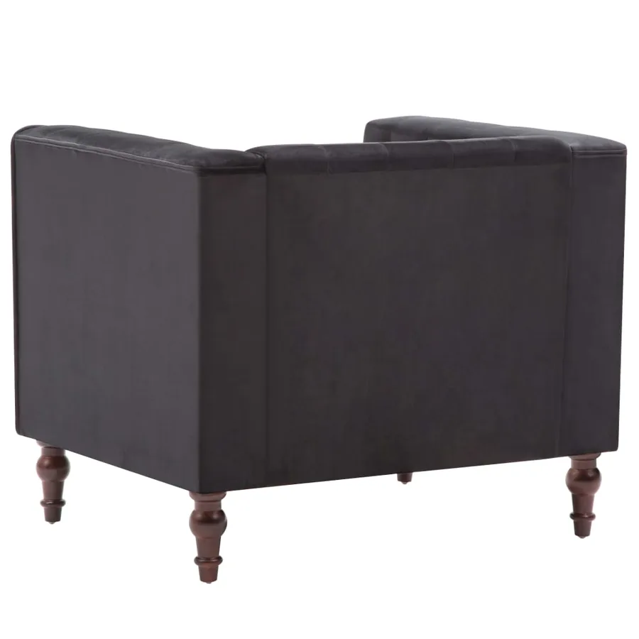 Fauteuil noir velours - 5
