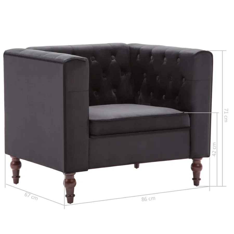 Fauteuil noir velours - 8