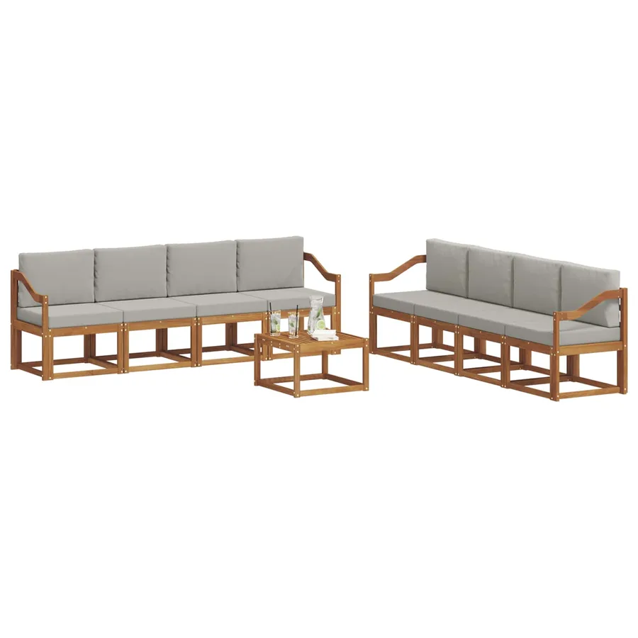 Ensemble de canapés d'extérieur 9 pcs Gris Naturel et Clair - 3