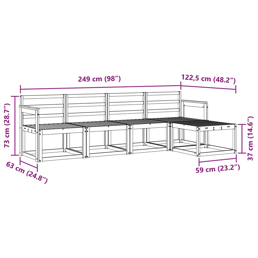 Ensemble de canapés d'extérieur 5 pcs Naturel - 8