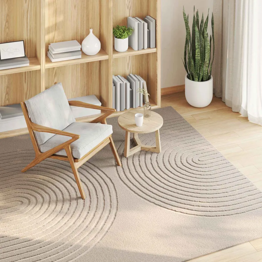 Tapis de surface Carré GALATI Beige 120 x 120 cm Polyester - 3