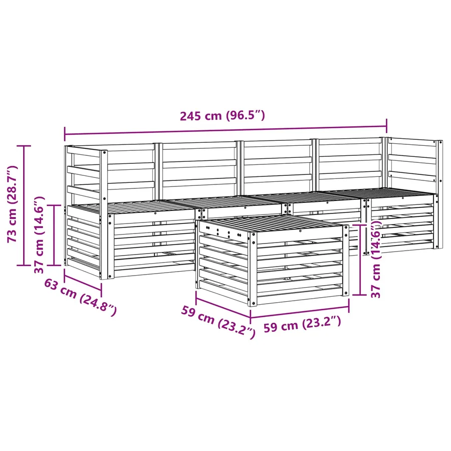 Ensembles de canapés 5 pcs Naturel Bois d'Acacia Massif - 9