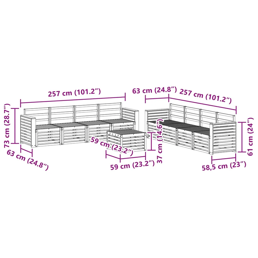 Ensembles de canapés 9 pcs Naturel Bois d'Acacia Massif - 10