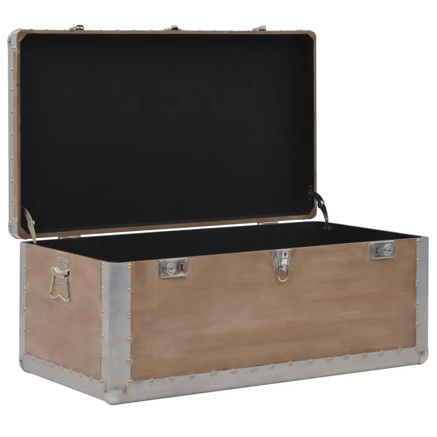 Boîte de rangement Bois de sapin massif 91x52x40 cm Marron - 10