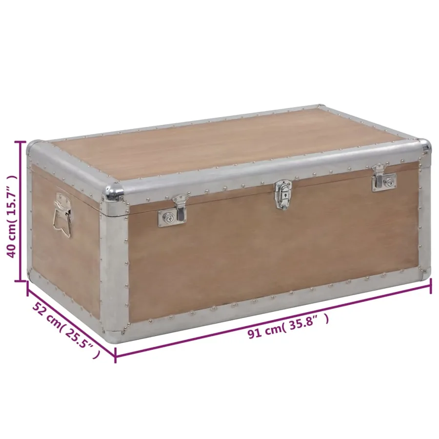Boîte de rangement Bois de sapin massif 91x52x40 cm Marron - 12