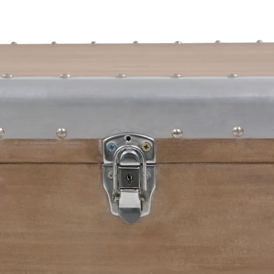 Boîte de rangement Bois de sapin massif 91x52x40 cm Marron - 8