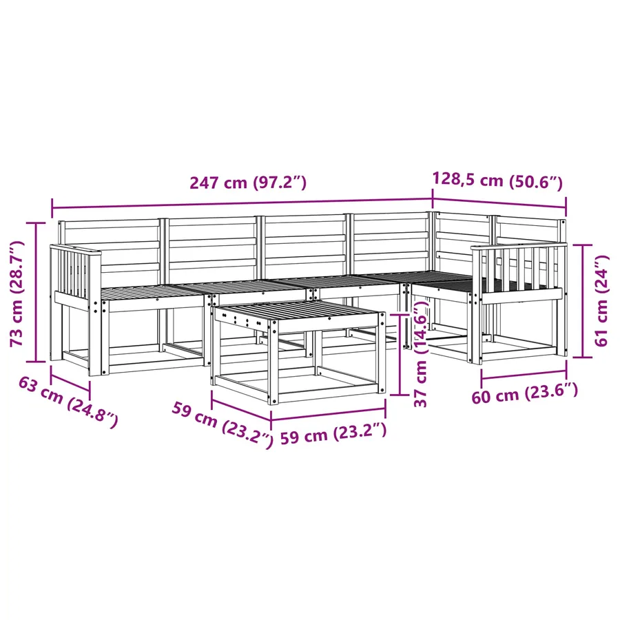 Ensemble de canapés d'extérieur 6 pcs Naturel - 11