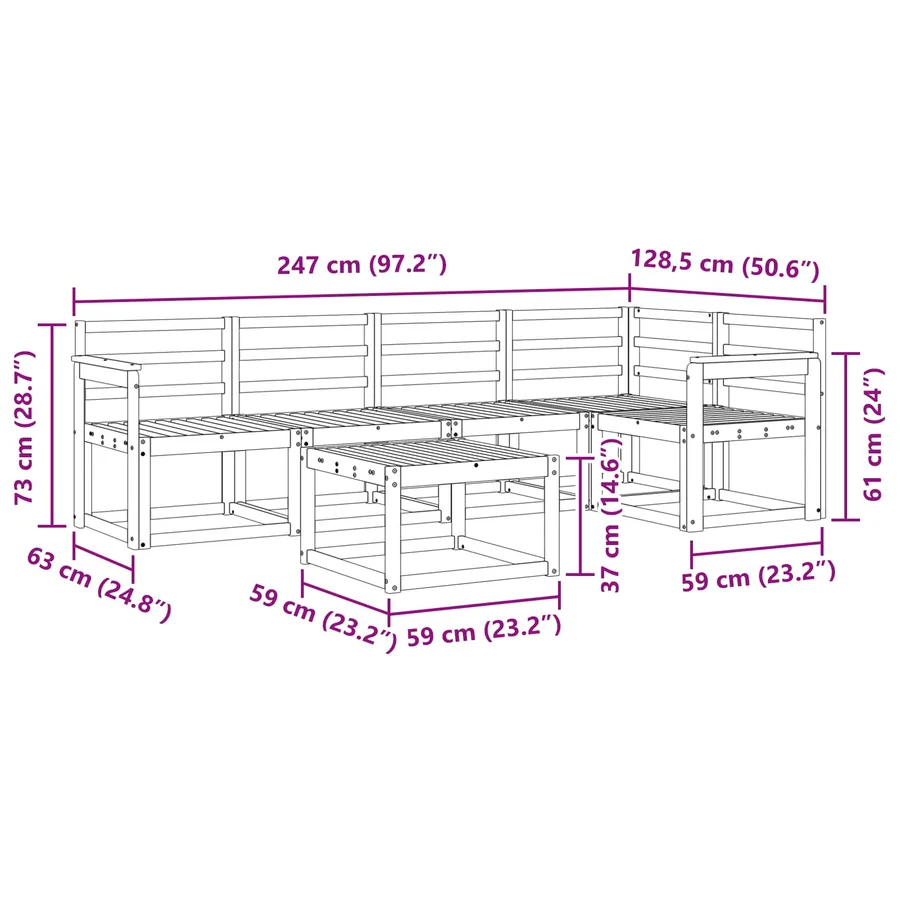 Ensemble de canapés d'extérieur 6 pcs Naturel - 11
