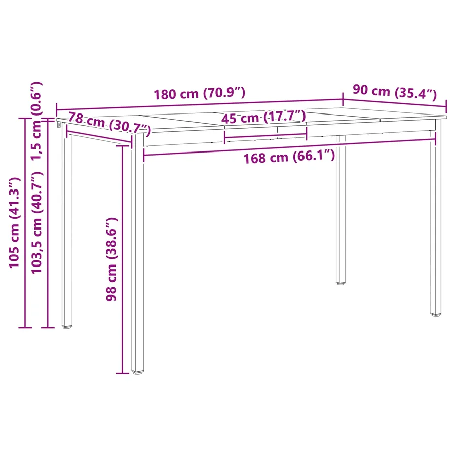 Table de bar Blanc 180 x 90 x 105 cm Bois de pin massif - 11