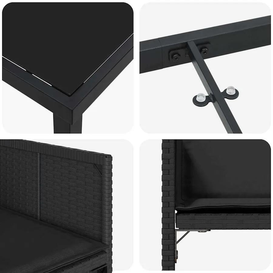 Ensemble de salle à manger pour jardin 9 pcs Noir polyrotin - 9