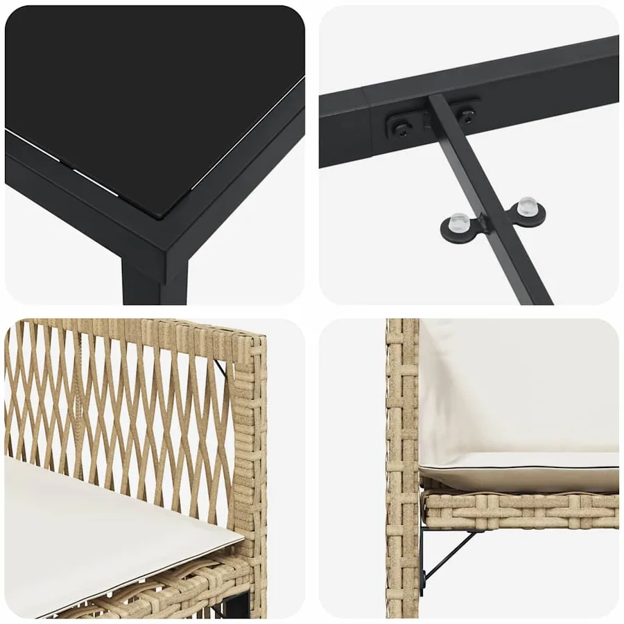 Ensemble de salle à manger pour jardin 9 pcs Beige polyrotin - 9
