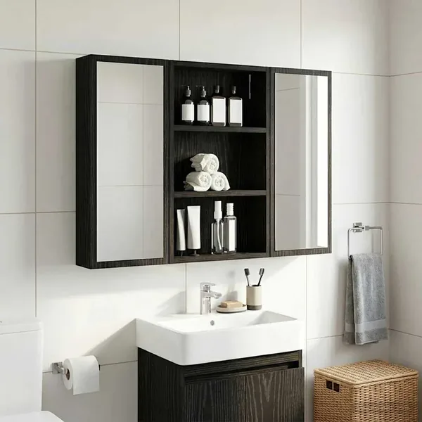 Armoire murale de salle de bain Chêne Noir 40 x 10 x 60,5 cm
