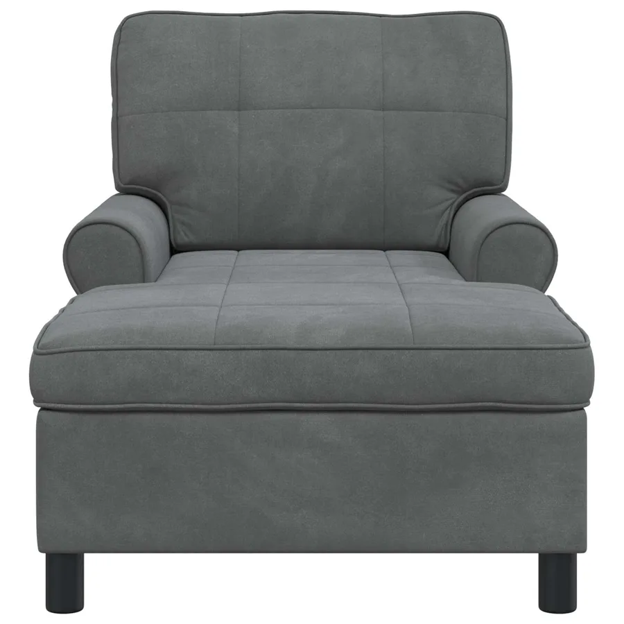 Chaise longue avec coussin Gris foncé 91 x 157 x 91 cm Velours - 4