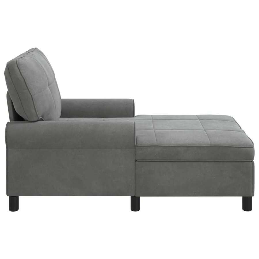 Chaise longue avec coussin Gris foncé 91 x 157 x 91 cm Velours - 5
