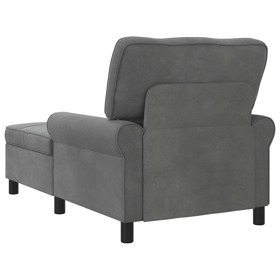 Chaise longue avec coussin Gris foncé 91 x 157 x 91 cm Velours - 6